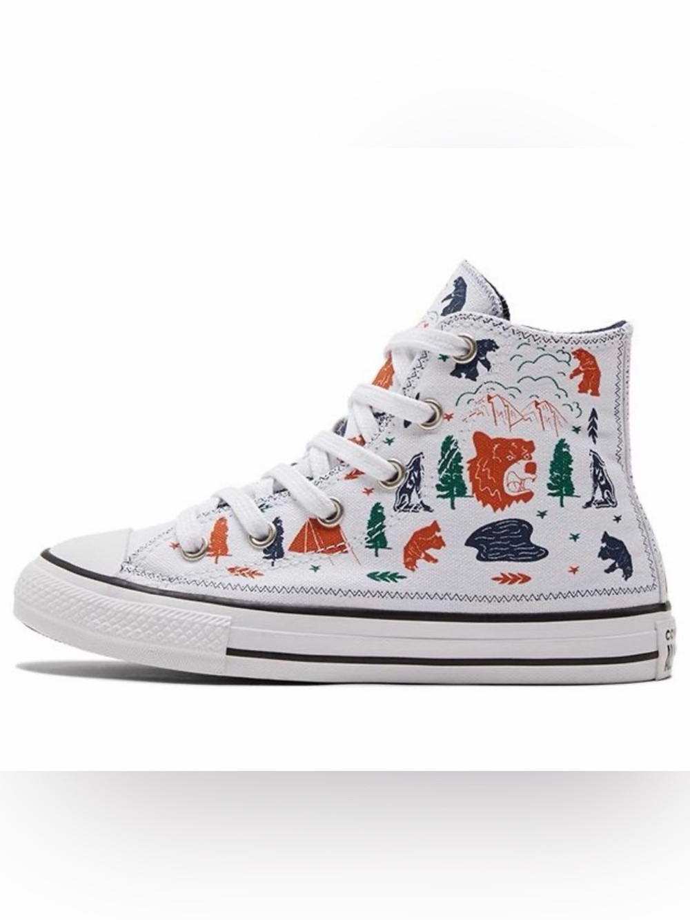 Converse Kids High-Top Sneakers with Green Laces and Animal Print